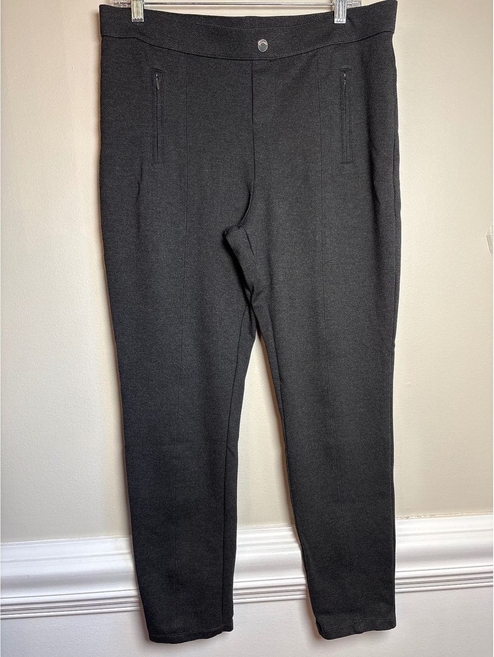 Philosophy Charcoal Grey Soft Knit Pull-On Pants with Zip Pockets 14